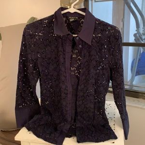 Blouse lace dark blue size 12